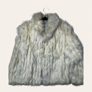 Saga Fox Women's Ivory Genuine Fox Fur Overcoat M Vintage Winter‎ Formal